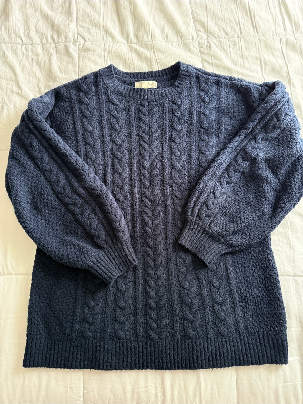 Treasure & Bond Women's Cable Crewneck Sweater - Navy Blue